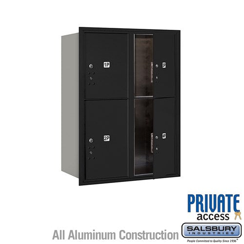 Salsbury 11 Door High Recessed Mounted 4C Horizontal Parcel Locker with 4 Parcel Lockers in Black with Private Access - Front Loading - Sweatfully