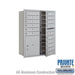 Salsbury 11 Door High Recessed Mounted 4C Horizontal Mailbox with 15 Doors and 1 Parcel Locker in Aluminum with Private Access - Front Loading - Sweatfully