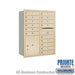 Salsbury 11 Door High Recessed Mounted 4C Horizontal Mailbox with 15 Doors and 1 Parcel Locker in Sandstone with Private Access - Rear Loading - Sweatfully