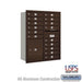 Salsbury 11 Door High Recessed Mounted 4C Horizontal Mailbox with 15 Doors and 1 Parcel Locker in Bronze with USPS Access - Rear Loading - Sweatfully