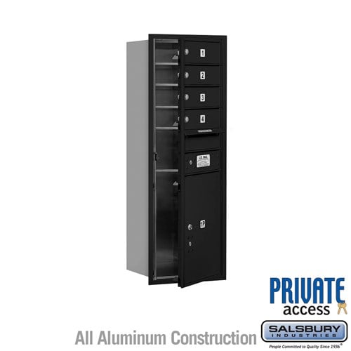 Salsbury 11 Door High Recessed Mounted 4C Horizontal Mailbox with 4 Doors and 1 Parcel Locker in Black with Private Access - Front Loading - Sweatfully
