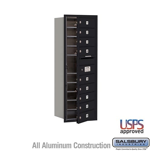 Salsbury 11 Door High Recessed Mounted 4C Horizontal Mailbox with 9 Doors in Black with USPS Access - Front Loading - Sweatfully