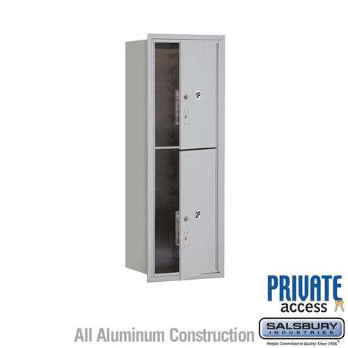 Salsbury 11 Door High Recessed Mounted 4C Horizontal Parcel Locker with 2 Parcel Lockers in Aluminum with Private Access - Front Loading - Sweatfully