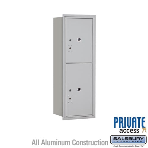 Salsbury 11 Door High Recessed Mounted 4C Horizontal Parcel Locker with 2 Parcel Lockers in Aluminum with Private Access - Rear Loading - Sweatfully