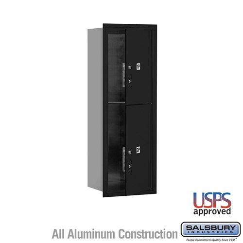 Salsbury 11 Door High Recessed Mounted 4C Horizontal Parcel Locker with 2 Parcel Lockers in Black with USPS Access - Front Loading - Sweatfully