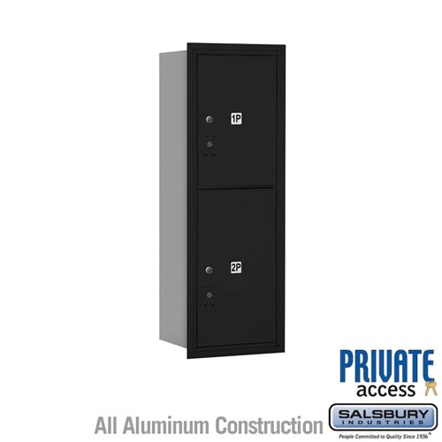 Salsbury 11 Door High Recessed Mounted 4C Horizontal Parcel Locker with 2 Parcel Lockers in Black with Private Access - Rear Loading - Sweatfully