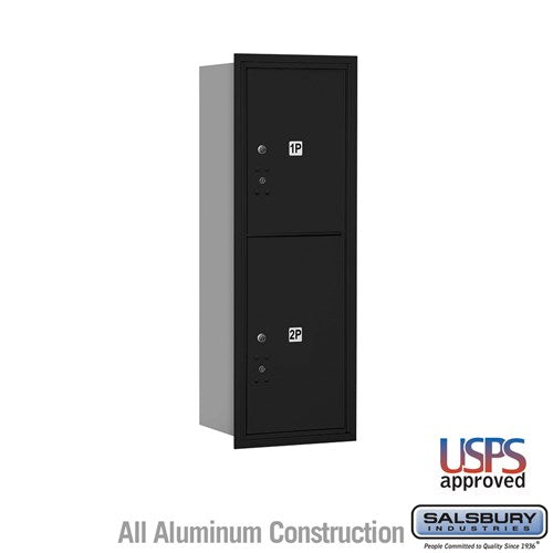 Salsbury 11 Door High Recessed Mounted 4C Horizontal Parcel Locker with 2 Parcel Lockers in Black with USPS Access - Rear Loading - Sweatfully