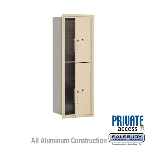 Salsbury 11 Door High Recessed Mounted 4C Horizontal Parcel Locker with 2 Parcel Lockers in Sandstone with Private Access - Front Loading - Sweatfully