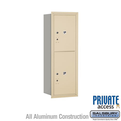 Salsbury 11 Door High Recessed Mounted 4C Horizontal Parcel Locker with 2 Parcel Lockers in Sandstone with Private Access - Rear Loading - Sweatfully