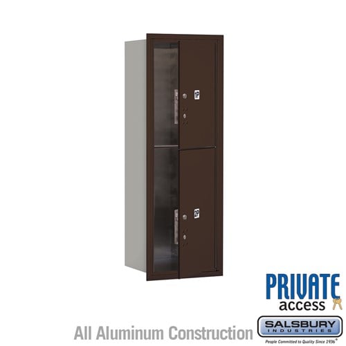 Salsbury 11 Door High Recessed Mounted 4C Horizontal Parcel Locker with 2 Parcel Lockers in Bronze with Private Access - Front Loading - Sweatfully