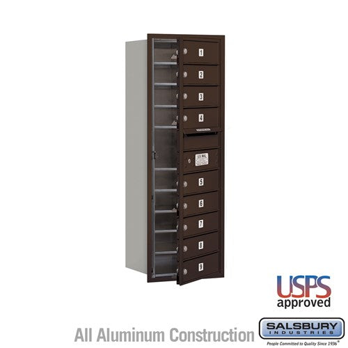 Salsbury 11 Door High Recessed Mounted 4C Horizontal Mailbox with 9 Doors in Bronze with USPS Access - Front Loading - Sweatfully