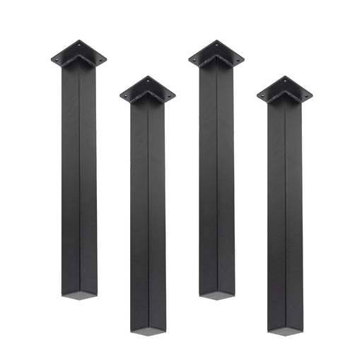 28 in. Skyline Matte Black Square Metal High-Rise Dining or Desk Table Legs - 4 Pack - Sweatfully