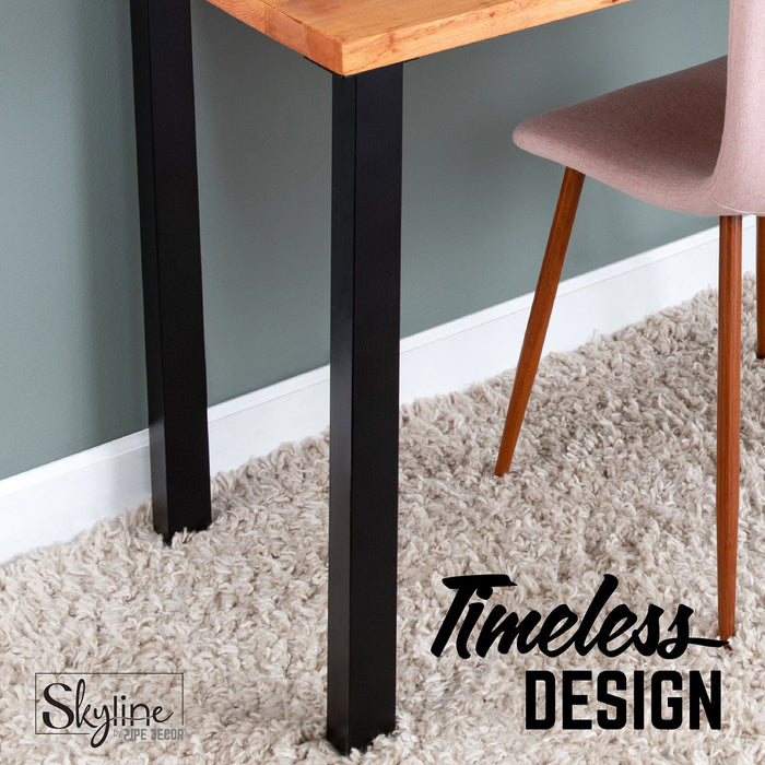 28 in. Skyline Matte Black Square Metal High-Rise Dining or Desk Table Legs - 4 Pack - Sweatfully