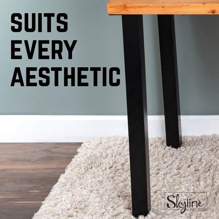 28 in. Skyline Matte Black Square Metal High-Rise Dining or Desk Table Legs - 4 Pack - Sweatfully