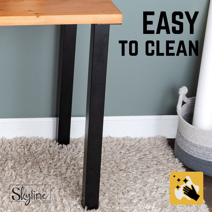 28 in. Skyline Matte Black Square Metal High-Rise Dining or Desk Table Legs - 4 Pack - Sweatfully