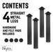 28 in. Skyline Matte Black Square Metal High-Rise Dining or Desk Table Legs - 4 Pack - Sweatfully