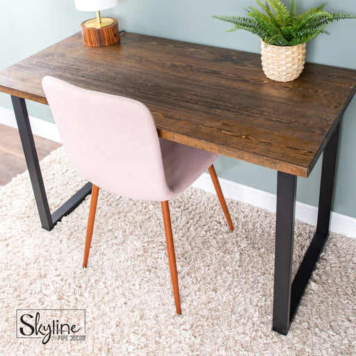 28 in. Skyline Matte Black Square Metal Landscape Dining or Desk Table Legs - 2 Pack - Sweatfully