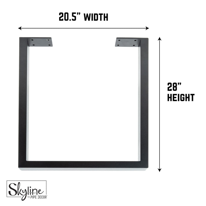 28 in. Skyline Matte Black Square Metal Landscape Dining or Desk Table Legs - 2 Pack - Sweatfully