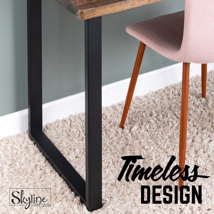 28 in. Skyline Matte Black Square Metal Landscape Dining or Desk Table Legs - 2 Pack - Sweatfully