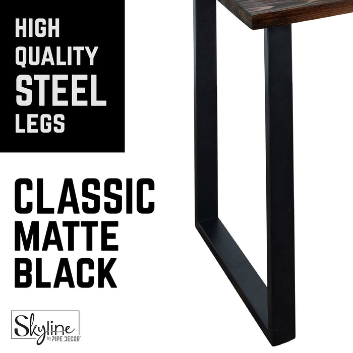 28 in. Skyline Matte Black Square Metal Landscape Dining or Desk Table Legs - 2 Pack - Sweatfully