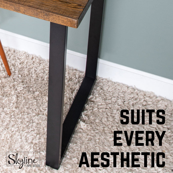 28 in. Skyline Matte Black Square Metal Landscape Dining or Desk Table Legs - 2 Pack - Sweatfully
