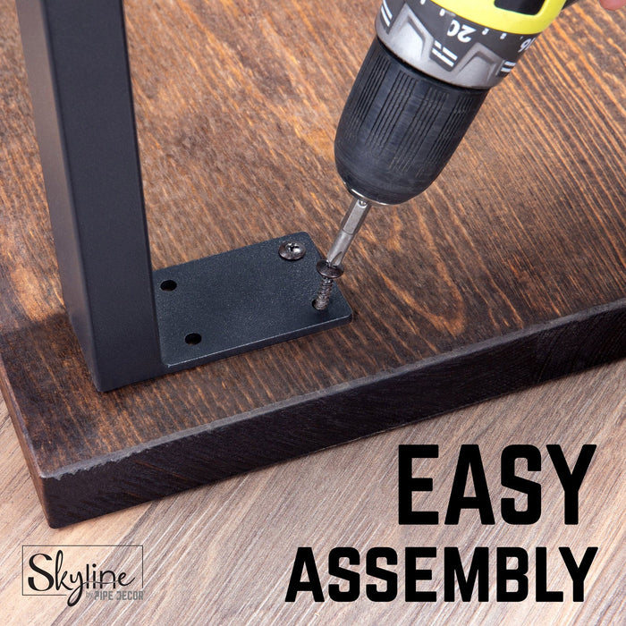 28 in. Skyline Matte Black Square Metal Landscape Dining or Desk Table Legs - 2 Pack - Sweatfully