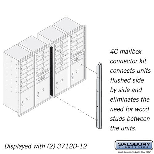 Salsbury Recessed Mounted 4C Horizontal Mailbox Connector Kit - for 12 Door High Units - Sweatfully