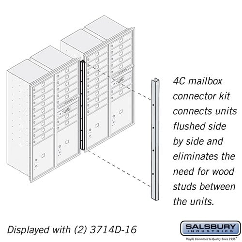 Salsbury Recessed Mounted 4C Horizontal Mailbox Connector Kit - for 14 Door High Units - Sweatfully