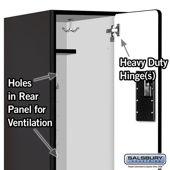 Salsbury 12" Wide Double Tier 'S' Style Designer Wood Locker - 1 Wide - 5 Feet High - 21 Inches Deep - Black - Hasps - Sweatfully