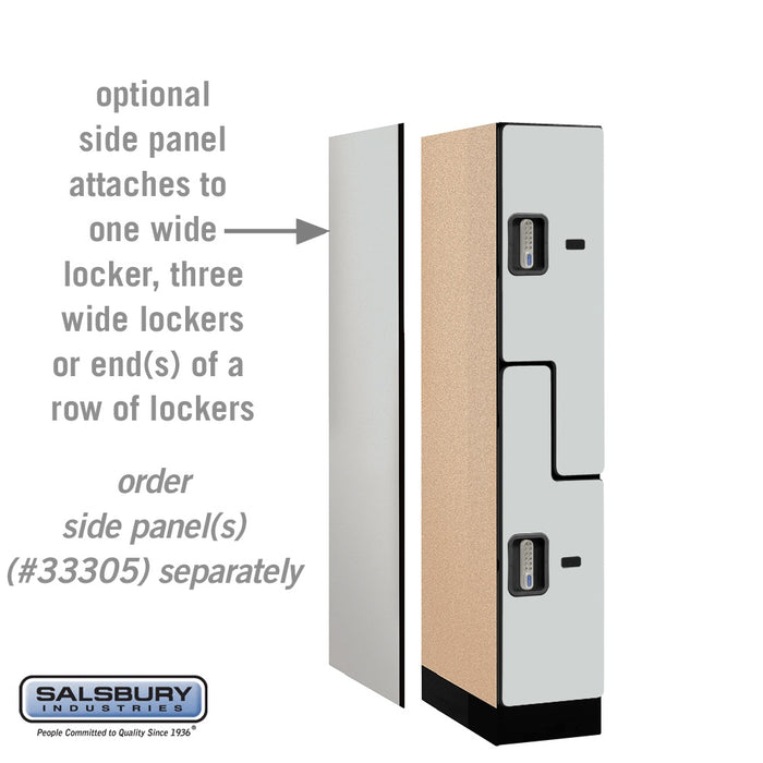 Salsbury 12" Wide Double Tier 'S' Style Designer Wood Locker - 1 Wide - 5 Feet High - 21 Inches Deep - Gray - Silver Electronic Locks - Sweatfully