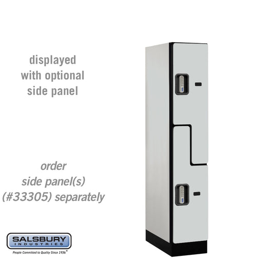 Salsbury 12" Wide Double Tier 'S' Style Designer Wood Locker - 1 Wide - 5 Feet High - 21 Inches Deep - Gray - Silver Electronic Locks - Sweatfully