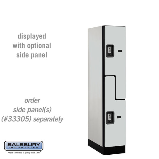 Salsbury 12" Wide Double Tier 'S' Style Designer Wood Locker - 1 Wide - 5 Feet High - 21 Inches Deep - Gray - Silver Resettable Combination Locks - Sweatfully