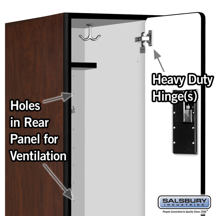 Salsbury 12" Wide Double Tier 'S' Style Designer Wood Locker - 1 Wide - 5 Feet High - 21 Inches Deep - Mahogany - Hasps - Sweatfully