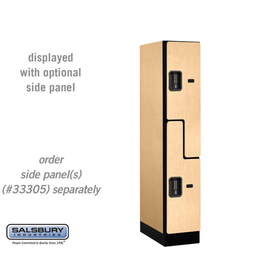 Salsbury 12" Wide Double Tier 'S' Style Designer Wood Locker - 1 Wide - 5 Feet High - 21 Inches Deep - Maple - Black Electronic Locks - Sweatfully
