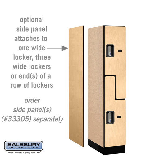 Salsbury 12" Wide Double Tier 'S' Style Designer Wood Locker - 1 Wide - 5 Feet High - 21 Inches Deep - Maple - Silver Electronic Locks - Sweatfully