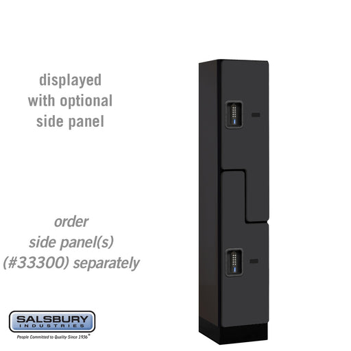 Salsbury 12" Wide Double Tier 'S' Style Designer Wood Locker - 1 Wide - 5 Feet High - 15 Inches Deep - Black - Black Electronic Locks - Sweatfully