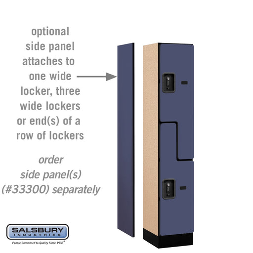 Salsbury 12" Wide Double Tier 'S' Style Designer Wood Locker - 1 Wide - 5 Feet High - 15 Inches Deep - Blue - Black Resettable Combination Locks - Sweatfully