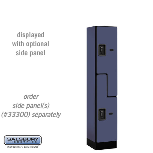 Salsbury 12" Wide Double Tier 'S' Style Designer Wood Locker - 1 Wide - 5 Feet High - 15 Inches Deep - Blue - Black Resettable Combination Locks - Sweatfully