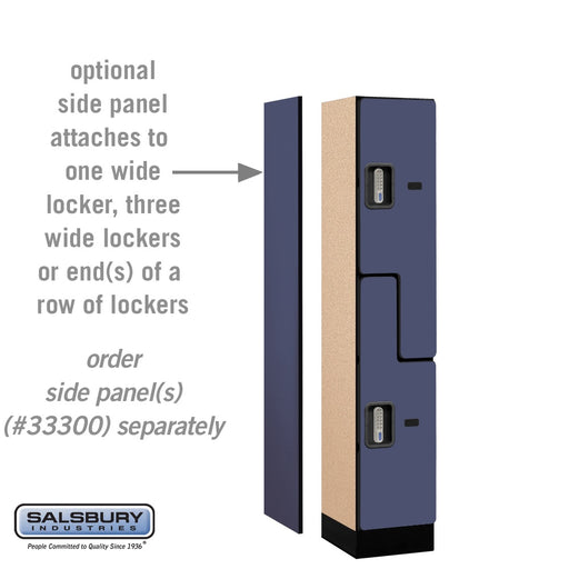 Salsbury 12" Wide Double Tier 'S' Style Designer Wood Locker - 1 Wide - 5 Feet High - 15 Inches Deep - Blue - Silver Electronic Locks - Sweatfully