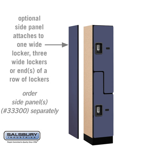 Salsbury 12" Wide Double Tier 'S' Style Designer Wood Locker - 1 Wide - 5 Feet High - 15 Inches Deep - Blue - Silver Resettable Combination Locks - Sweatfully
