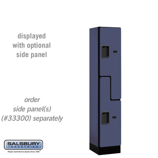 Salsbury 12" Wide Double Tier 'S' Style Designer Wood Locker - 1 Wide - 5 Feet High - 15 Inches Deep - Blue - Hasps - Sweatfully