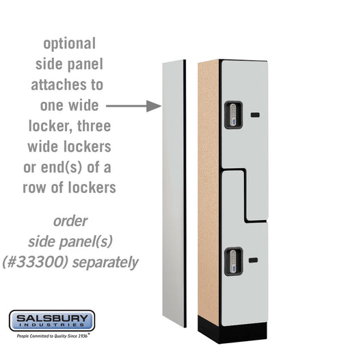Salsbury 12" Wide Double Tier 'S' Style Designer Wood Locker - 1 Wide - 5 Feet High - 15 Inches Deep - Gray - Silver Electronic Locks - Sweatfully