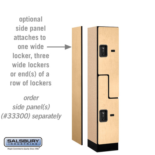 Salsbury 12" Wide Double Tier 'S' Style Designer Wood Locker - 1 Wide - 5 Feet High - 15 Inches Deep - Maple - Black Resettable Combination Locks - Sweatfully