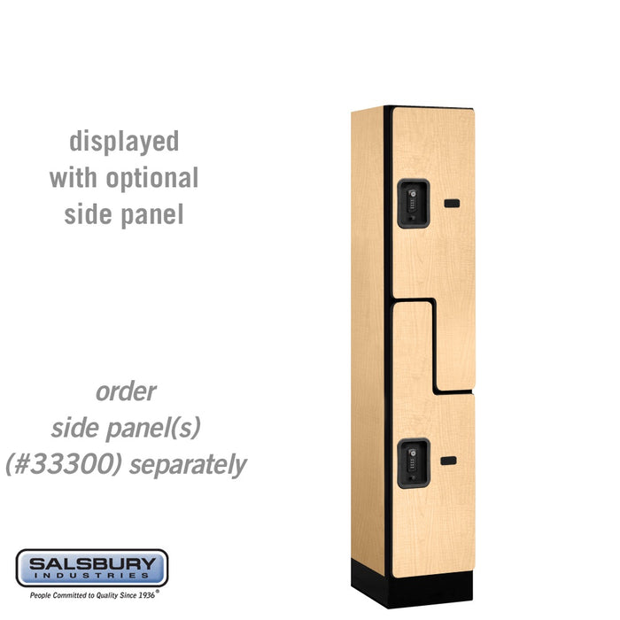 Salsbury 12" Wide Double Tier 'S' Style Designer Wood Locker - 1 Wide - 5 Feet High - 15 Inches Deep - Maple - Black Resettable Combination Locks - Sweatfully