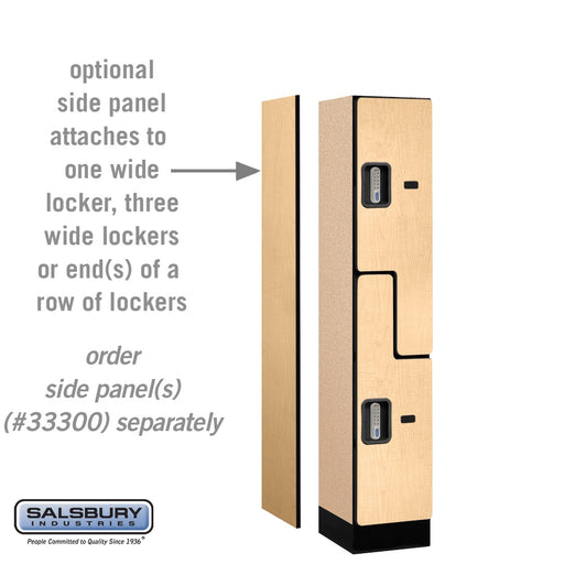 Salsbury 12" Wide Double Tier 'S' Style Designer Wood Locker - 1 Wide - 5 Feet High - 15 Inches Deep - Maple - Silver Electronic Locks - Sweatfully