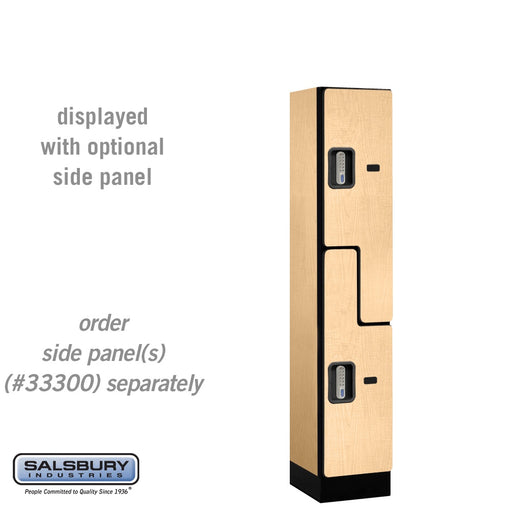 Salsbury 12" Wide Double Tier 'S' Style Designer Wood Locker - 1 Wide - 5 Feet High - 15 Inches Deep - Maple - Silver Electronic Locks - Sweatfully
