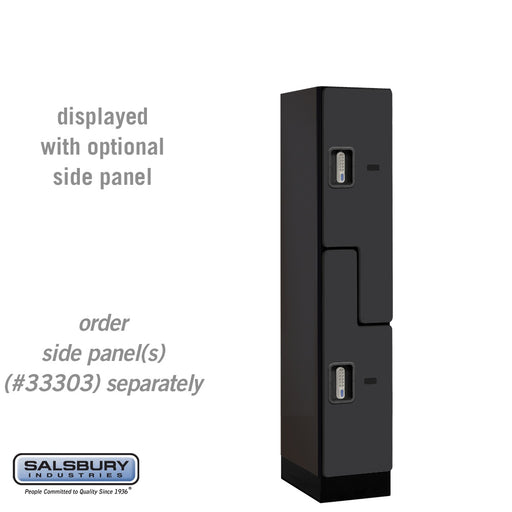Salsbury 12" Wide Double Tier 'S' Style Designer Wood Locker - 1 Wide - 5 Feet High - 18 Inches Deep - Black - Silver Electronic Locks - Sweatfully