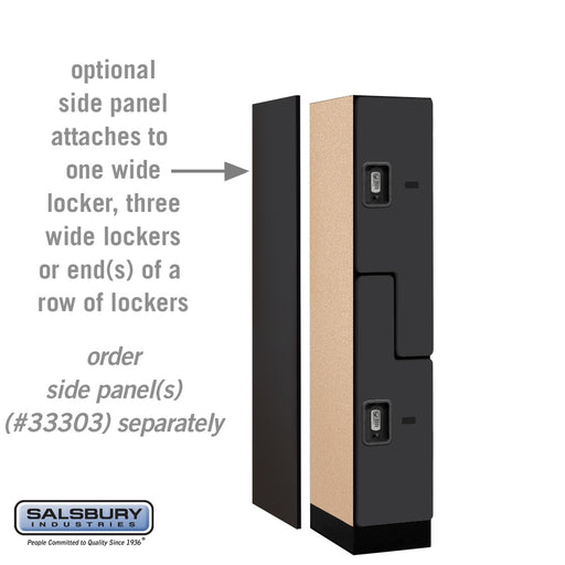 Salsbury 12" Wide Double Tier 'S' Style Designer Wood Locker - 1 Wide - 5 Feet High - 18 Inches Deep - Black - Silver Resettable Combination Locks - Sweatfully