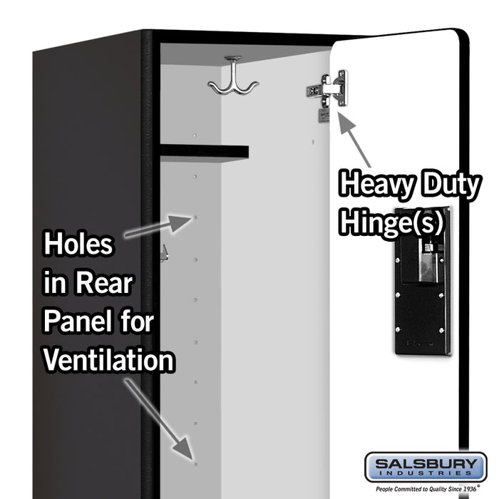 Salsbury 12" Wide Double Tier 'S' Style Designer Wood Locker - 1 Wide - 5 Feet High - 18 Inches Deep - Black - Hasps - Sweatfully