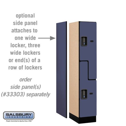 Salsbury 12" Wide Double Tier 'S' Style Designer Wood Locker - 1 Wide - 5 Feet High - 18 Inches Deep - Blue - Black Electronic Locks - Sweatfully